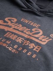 Superdry Grey Relaxed Vintage Logo Metallic Hoodie - Image 6 of 6