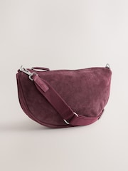 Berry Red Suede Sling Cross-Body Bag - Image 1 of 5