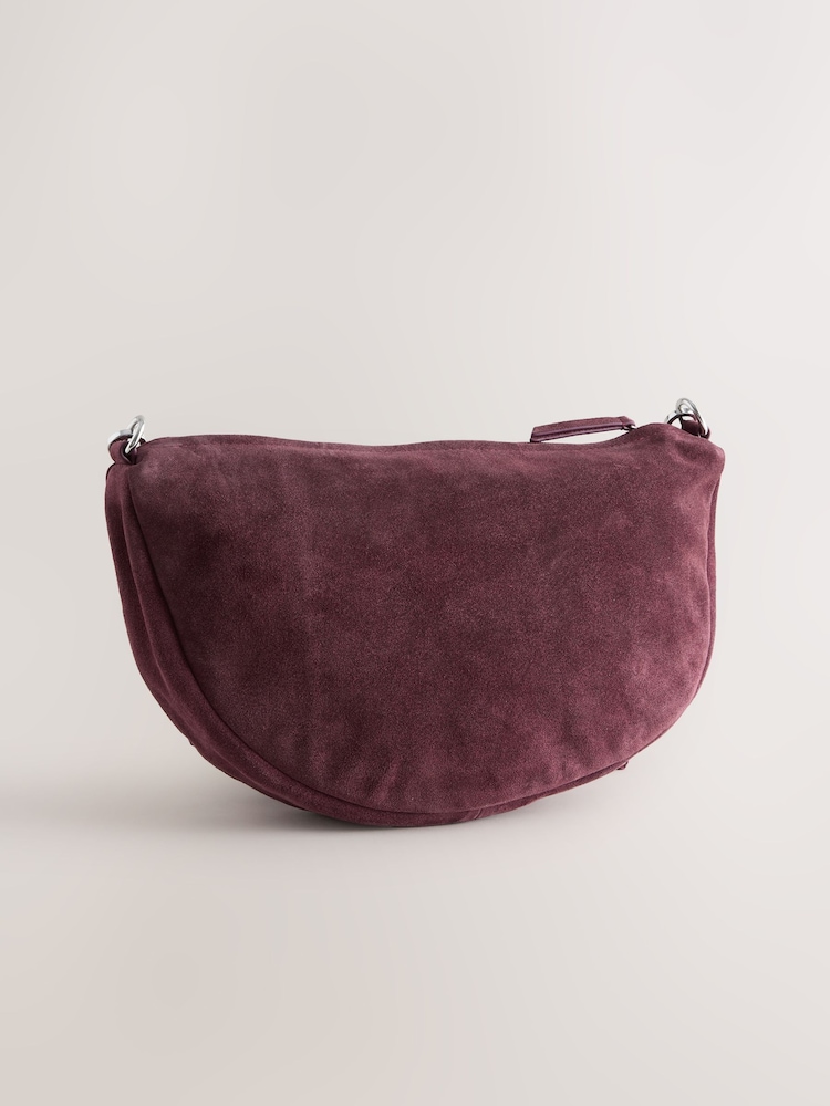 Berry Red Suede Sling Cross-Body Bag - Image 2 of 5