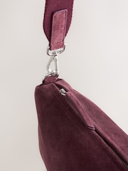 Berry Red Suede Sling Cross-Body Bag - Image 3 of 5