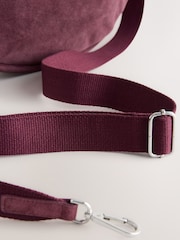 Berry Red Suede Sling Cross-Body Bag - Image 4 of 5