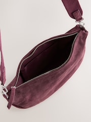 Berry Red Suede Sling Cross-Body Bag - Image 5 of 5