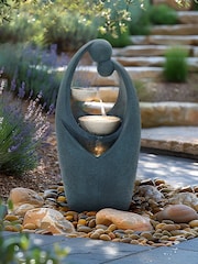 Charles Bentley Dark Blue 2-Tier Cascading Garden Water Feature with Bowls - Image 1 of 6