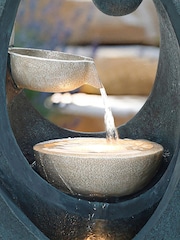 Charles Bentley Dark Blue 2-Tier Cascading Garden Water Feature with Bowls - Image 3 of 6