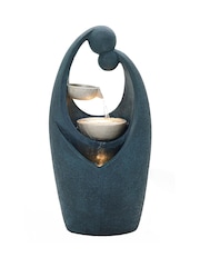 Charles Bentley Dark Blue 2-Tier Cascading Garden Water Feature with Bowls - Image 4 of 6