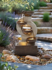 Charles Bentley Stone 4 Tier Cascading Garden Water Feature Bowl - Image 1 of 6
