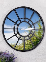 Charles Bentley Black Buttermere Garden Mirrored Wall Clock - Image 1 of 6