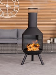 Charles Bentley Black Mesh Bodied Round Steel Garden Chimenea - Image 1 of 6
