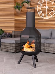 Charles Bentley Black Mesh Bodied Round Steel Garden Chimenea - Image 2 of 6