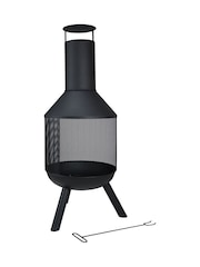 Charles Bentley Black Mesh Bodied Round Steel Garden Chimenea - Image 5 of 6