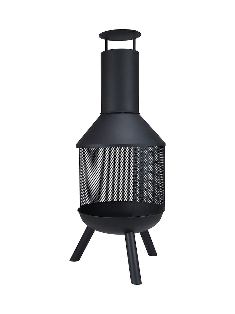 Charles Bentley Black Mesh Bodied Round Steel Garden Chimenea - Image 6 of 6