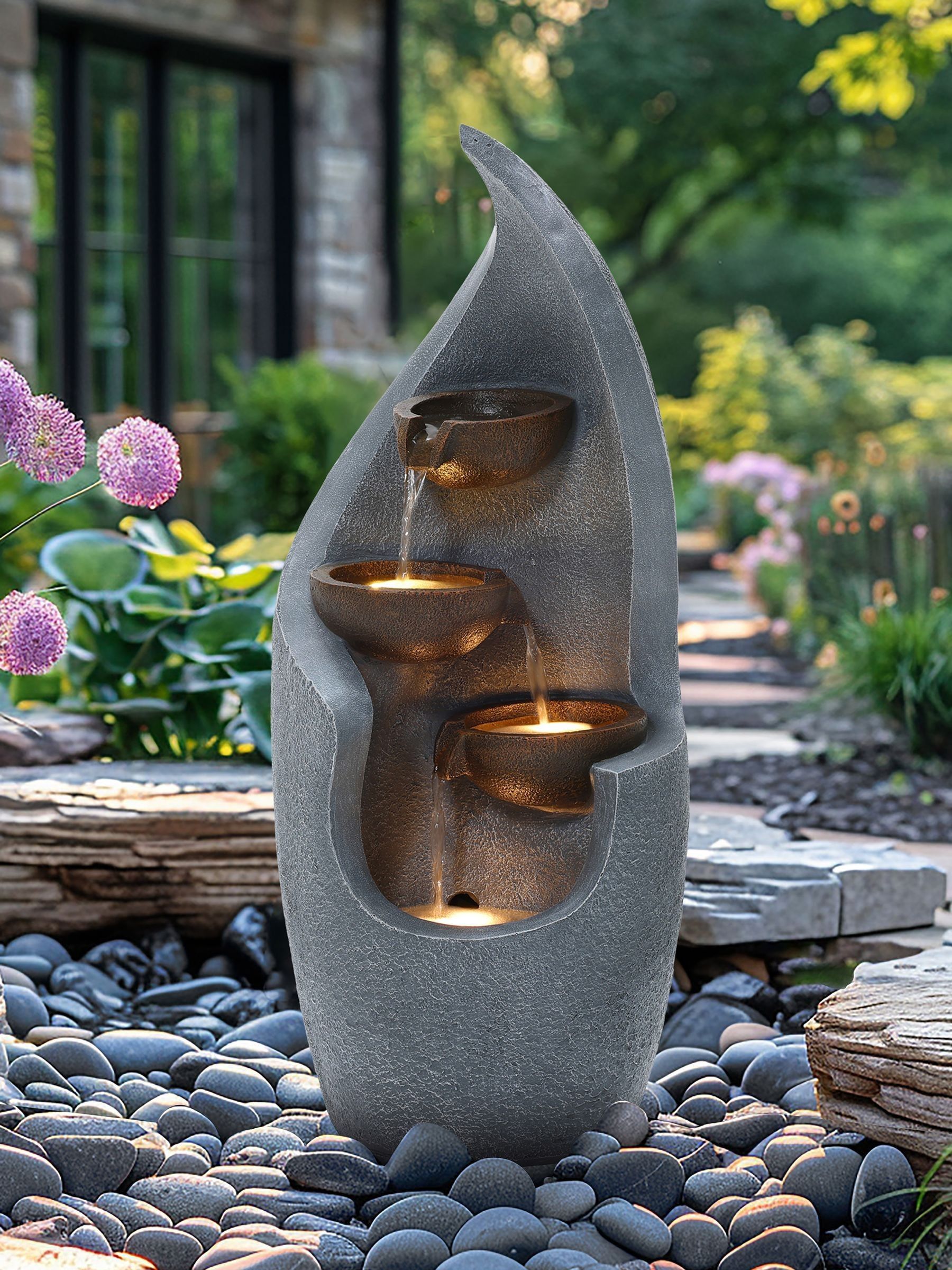 Charles Bentley Unisex Grey Tiber Cascading Water Feature - Mains Powered In - Image 6