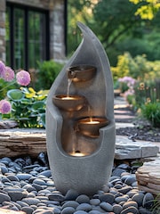 Charles Bentley Grey 3 Tier Cascading Bronze Garden Water Feature Bowl - Image 1 of 6