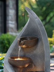Charles Bentley Grey 3 Tier Cascading Bronze Garden Water Feature Bowl - Image 2 of 6