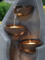 Charles Bentley Grey 3 Tier Cascading Bronze Garden Water Feature Bowl - Image 3 of 6