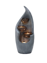 Charles Bentley Grey 3 Tier Cascading Bronze Garden Water Feature Bowl - Image 4 of 6