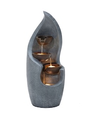 Charles Bentley Grey 3 Tier Cascading Bronze Garden Water Feature Bowl - Image 5 of 6