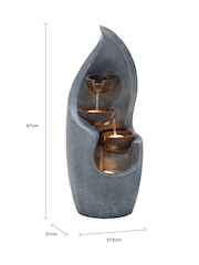 Charles Bentley Grey 3 Tier Cascading Bronze Garden Water Feature Bowl - Image 6 of 6