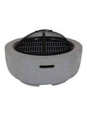 Charles Bentley Stone Stylish and Modern Magnesia Round Garden Fire Pit - Image 3 of 6