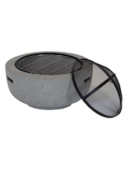 Charles Bentley Stone Stylish and Modern Magnesia Round Garden Fire Pit - Image 5 of 6