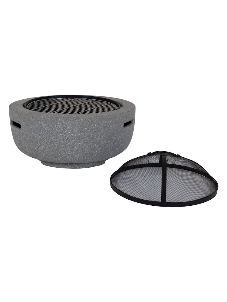 Charles Bentley Stone Stylish and Modern Magnesia Round Garden Fire Pit - Image 6 of 6