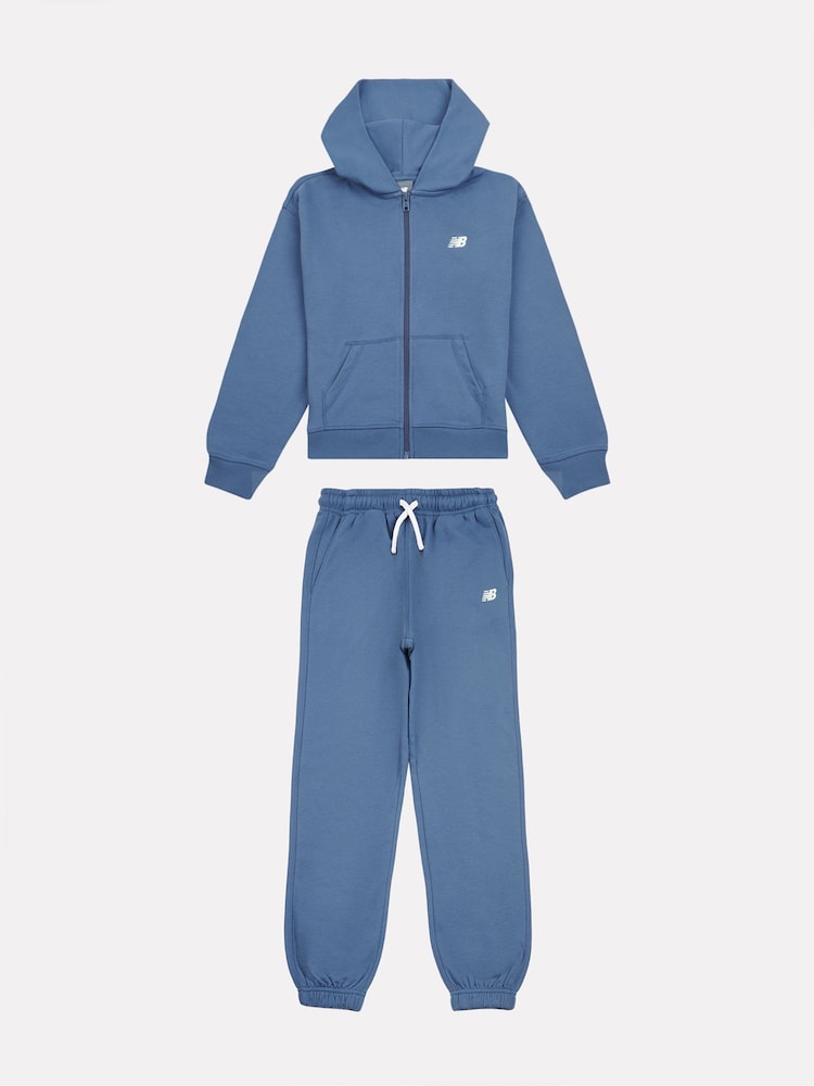 New Balance Blue Kids Small Logo Zip and Joggers Set - Image 1 of 5