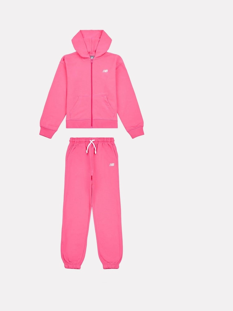 Розовый - New Balance Kids Small Logo Zip and Joggers Set - Изображение 1 из 5