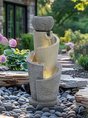Charles Bentley Grey 3 Tier Cascading Spiral Garden Water Feature - Image 1 of 6