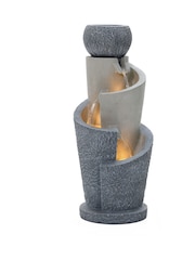 Charles Bentley Grey 3 Tier Cascading Spiral Garden Water Feature - Image 4 of 6