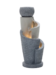 Charles Bentley Grey 3 Tier Cascading Spiral Garden Water Feature - Image 5 of 6