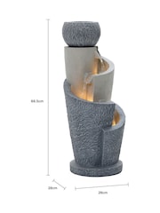 Charles Bentley Grey 3 Tier Cascading Spiral Garden Water Feature - Image 6 of 6