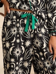 Love & Roses Moon Print Black/White Jersey Button Down Pyjamas Set - Image 2 of 4