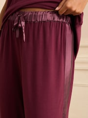 Love & Roses Berry Red Lace Detail Jersey Pyjamas Set - Image 4 of 5