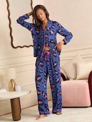 Leopardo azul - Love & Roses Button Down Pyjamas Set - Imagem 2 de 5