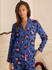 Leopardo azul - Love & Roses Button Down Pyjamas Set - Imagem 4 de 5