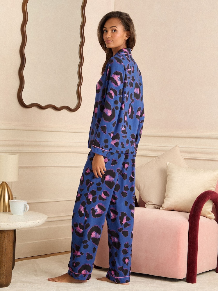 Leopardo azul - Love & Roses Button Down Pyjamas Set - Imagem 5 de 5