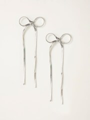 FatFace Silver Tone Bow Drop Earrings - Image 1 of 2