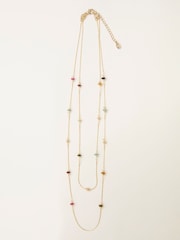 FatFace Gold Tone Stone Layered Necklace - Image 1 of 2