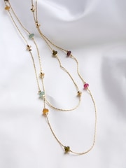FatFace Gold Tone Stone Layered Necklace - Image 2 of 2