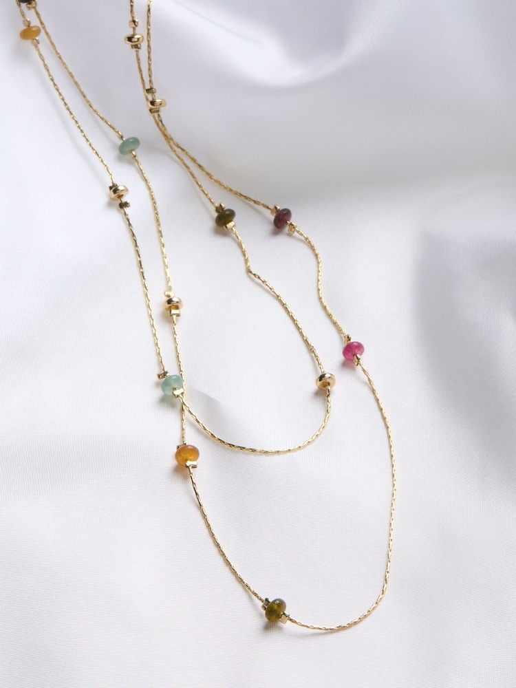 FatFace Gold Tone Stone Layered Necklace - Image 2 of 2 FatFace Gold Tone Stone Layered Necklace - Image 2 of 2