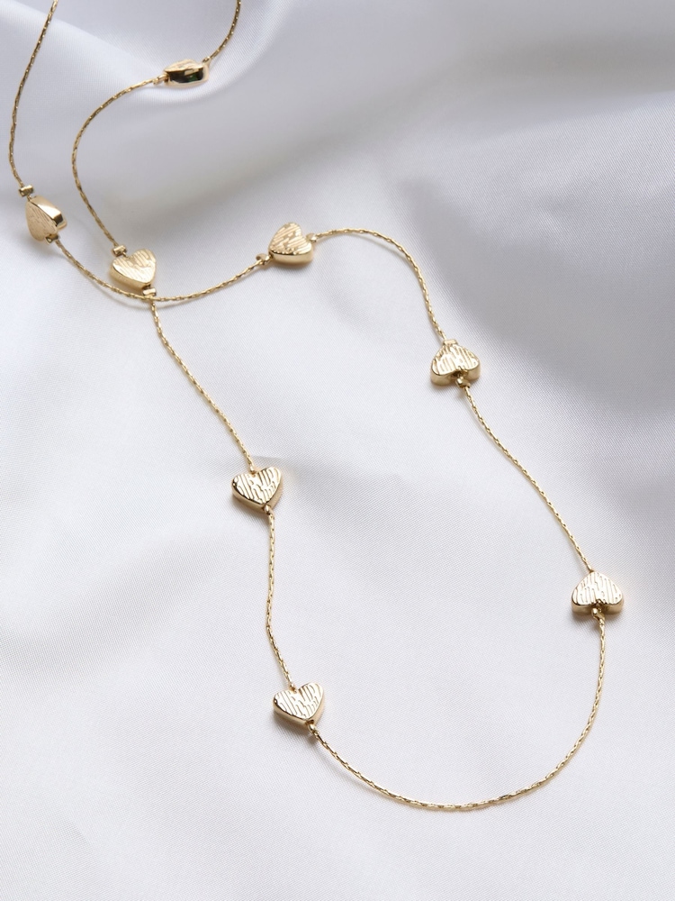 FatFace Gold Tone Heart Layered Necklace - Image 2 of 2