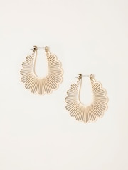 FatFace Gold Tone Scallop Hoop Earrings - Image 1 of 2