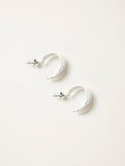 FatFace Silver Tone Hammered Hoop Earrings - Image 1 of 2