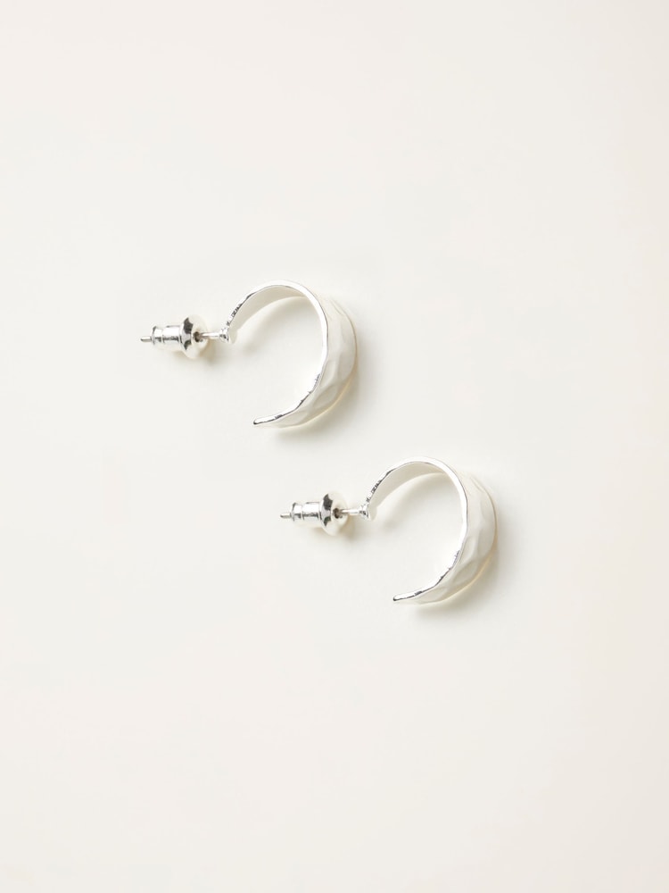 FatFace Silver Tone Hammered Hoop Earrings - Image 1 of 2