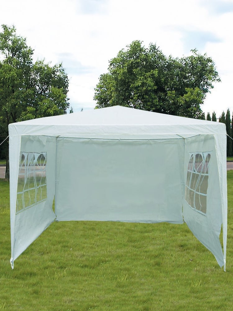 Charles Bentley White Garden Gazebo With 3 Side Walls - Image 1 of 6 Charles Bentley White Garden Gazebo With 3 Side Walls - Image 1 of 6