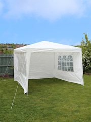 Charles Bentley White Garden Gazebo With 3 Side Walls - Image 3 of 6