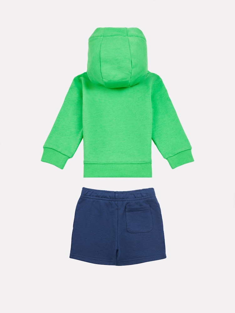 New Balance Green Kids 100% Cotton Hoodie & Shorts Set - Image 2 of 5