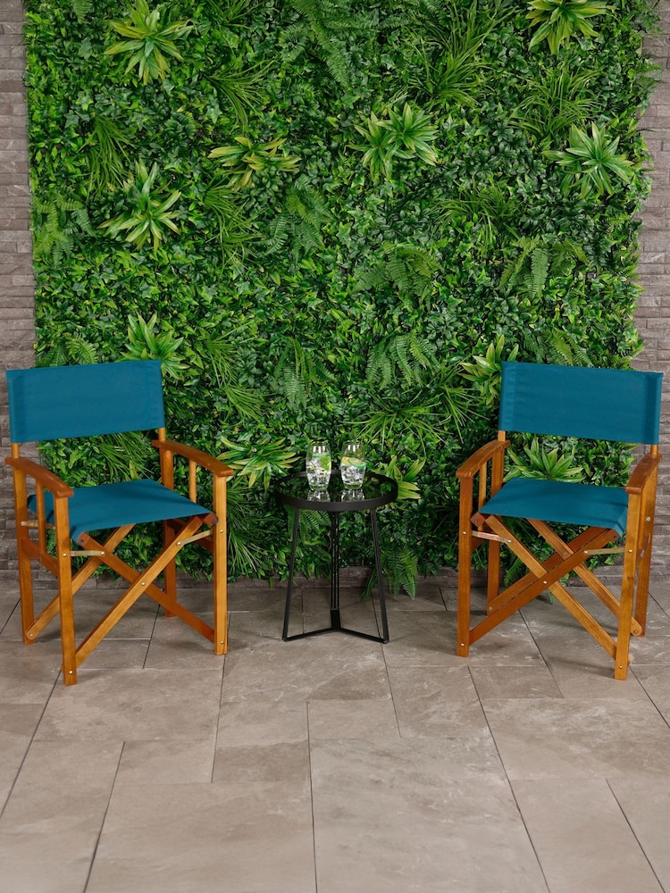 Charles Bentley Teal 1 Pair of Traditional Wooden Garden Director Chairs - Image 1 of 6