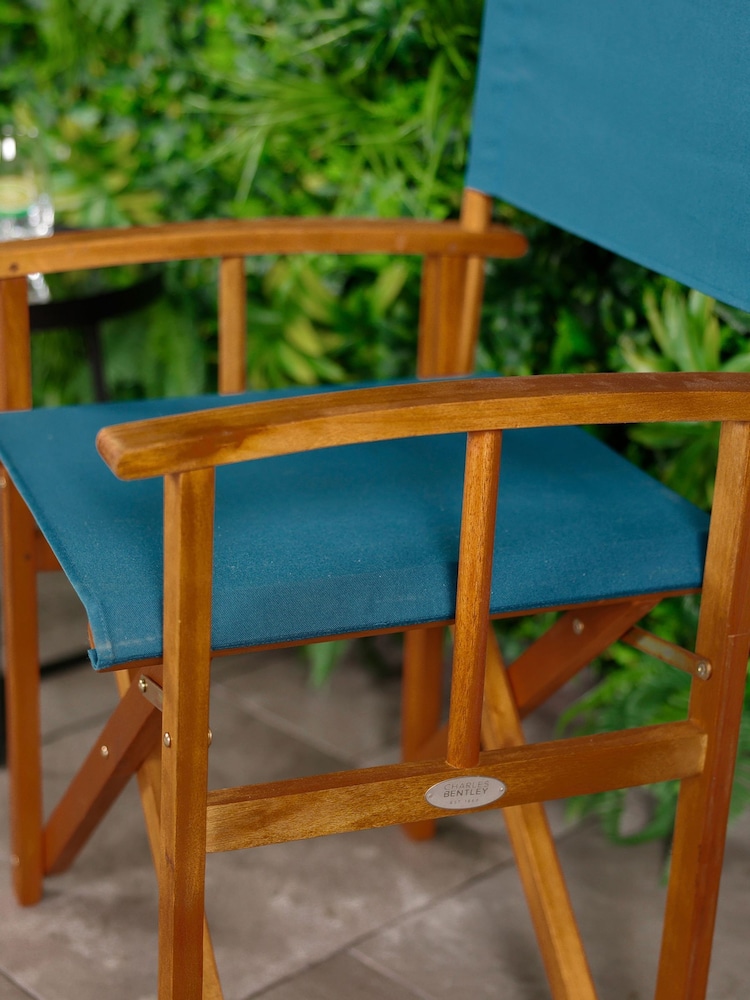 Charles Bentley Teal 1 Pair of Traditional Wooden Garden Director Chairs - Image 2 of 6