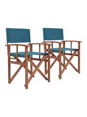 Charles Bentley Teal 1 Pair of Traditional Wooden Garden Director Chairs - Image 3 of 6